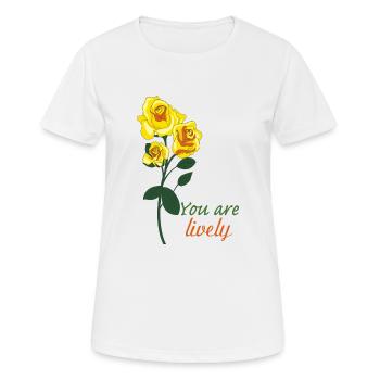 rose jaune : Vous êtes en direct - T-shirt respirant Femme - blanc - Devant - AI Model Female 172 dark (172cm)