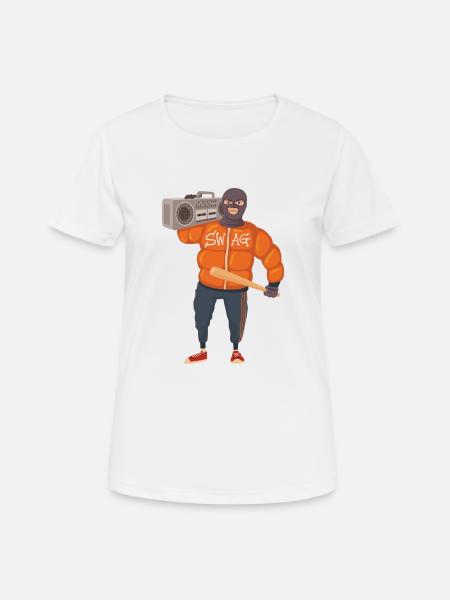 Gangster with baseball bat and ghettoblaster - Women's Breathable T-Shirt - white
