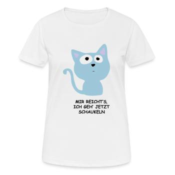Süße Katze - Mir reichts, ich geh schaukeln - Frauen T-Shirt atmungsaktiv - Weiß - Vorne - AI Model Female 172 dark (172cm)