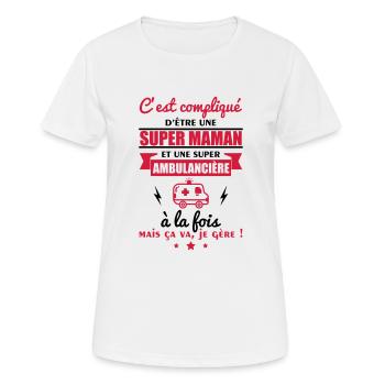 compliqué ambulancière,cadeau ambulancière - T-shirt respirant Femme - blanc - Devant - AI Model Female 172 dark (172cm)