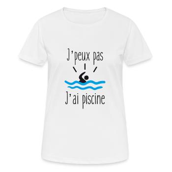 j'ai piscine - T-shirt respirant Femme - blanc - Devant - AI Model Female 172 dark (172cm)