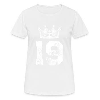 19 Zahl Krone - Frauen T-Shirt atmungsaktiv - Weiß - Vorne - AI Model Female 172 dark (172cm)