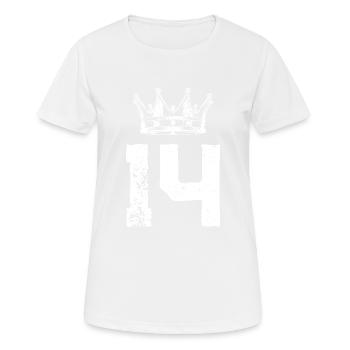 14 Couronne de numéros - T-shirt respirant Femme - blanc - Devant - AI Model Female 172 dark (172cm)