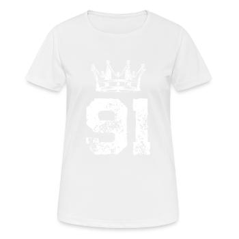 91 Number crown - Women's Breathable T-Shirt - white - Front - AI Model Female 172 dark (172cm)