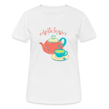 Delicious Tea, köstlicher Tee - Frauen T-Shirt atmungsaktiv - Weiß - Vorne - AI Model Female 172 dark (172cm)