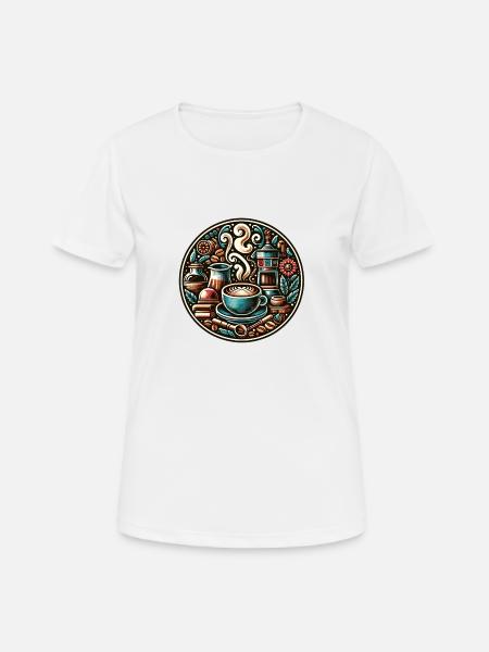 Kaffee Plakette - Frauen T-Shirt atmungsaktiv - Weiß