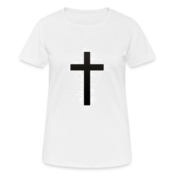 Kreuz Farbspritzer - Frauen T-Shirt atmungsaktiv - Weiß - Vorne - AI Model Female 172 dark (172cm)