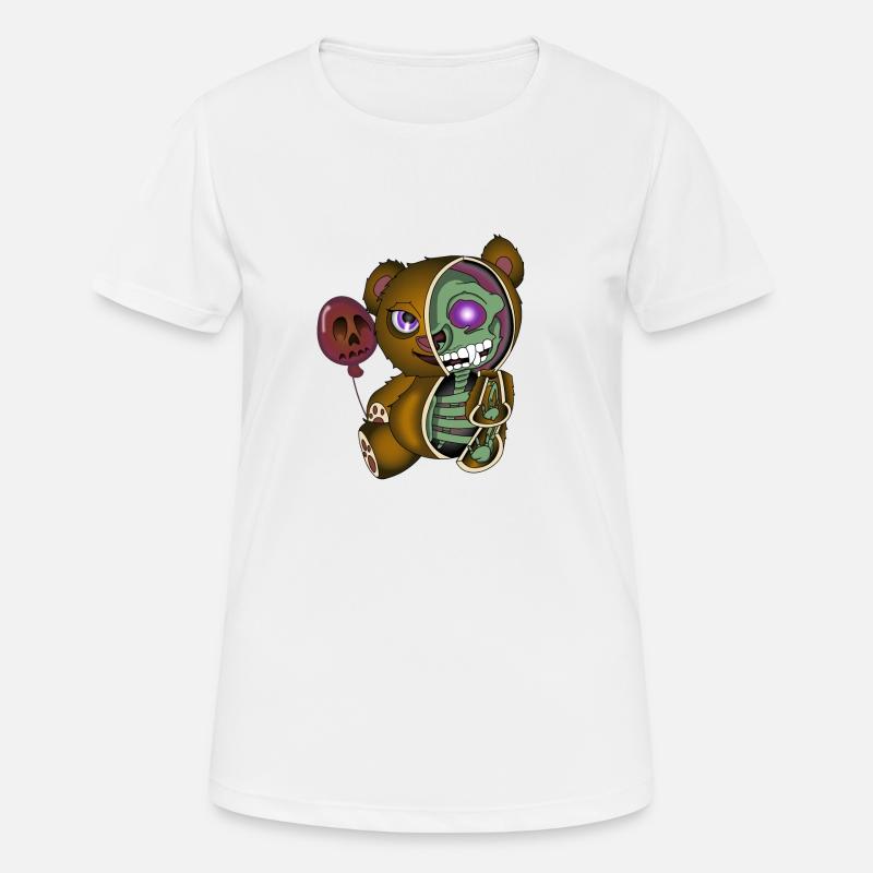 Skull Teddy Bear Skeleton Halloween Gift Idea - Women's Breathable T-Shirt - white