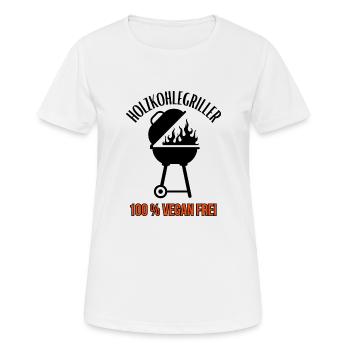 Charcoal Grill-100% Vegan Free-BBQ - Women's Breathable T-Shirt - white - Front - AI Model Female 172 dark (172cm)