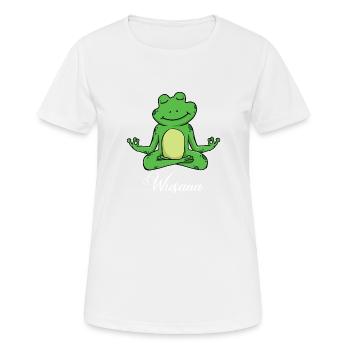 Auszeit Durchatmen Wusaaa Frosch - Frauen T-Shirt atmungsaktiv - Weiß - Vorne - AI Model Female 172 dark (172cm)