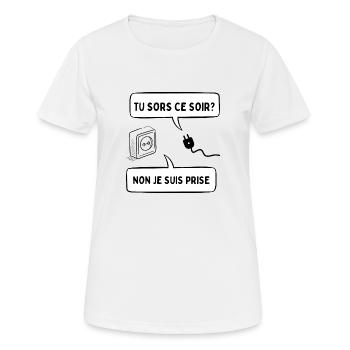 tu sors ce soir - T-shirt respirant Femme - blanc - Devant - AI Model Female 172 dark (172cm)