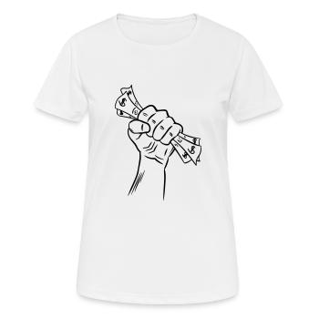 Hand mit Geld - Frauen T-Shirt atmungsaktiv - Weiß - Vorne - AI Model Female 172 dark (172cm)