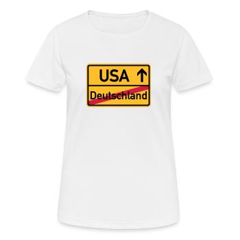 USA - Frauen T-Shirt atmungsaktiv - Weiß - Vorne - AI Model Female 172 dark (172cm)