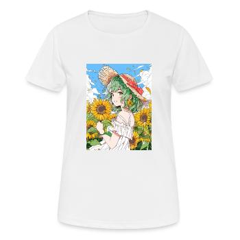 Anime, Fille, Tournesols, Otaku - T-shirt respirant Femme - blanc - Devant - AI Model Female 172 dark (172cm)