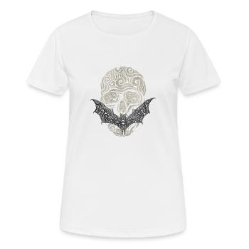 Crâne / Chauve-souris - T-shirt respirant Femme - blanc - Devant - AI Model Female 172 dark (172cm)