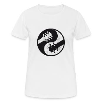 Electric guitar vs ukulele yinyang worn - Women's Breathable T-Shirt - white - Front - AI Model Female 172 dark (172cm)