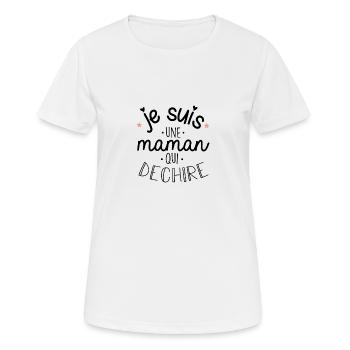 Maman qui déchire cadeau humour fête des mères - T-shirt respirant Femme - blanc - Devant - AI Model Female 172 dark (172cm)