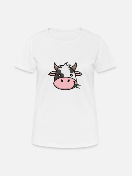 cute cow face | Head - Women's Breathable T-Shirt - white