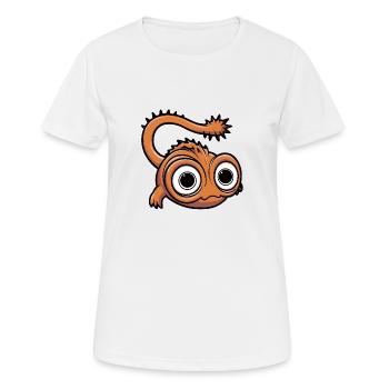 Kleines lustiges Fantasiemonster mit großen Augen - Frauen T-Shirt atmungsaktiv - Weiß - Vorne - AI Model Female 172 dark (172cm)