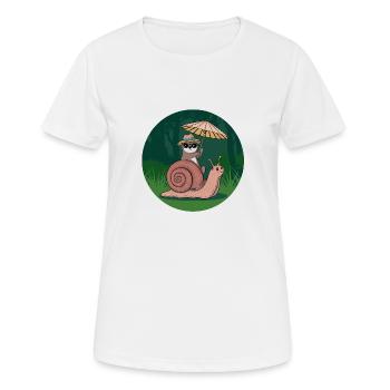 Lustiger Otter mit Sonnenschirm sitzt auf Schnecke - Frauen T-Shirt atmungsaktiv - Weiß - Vorne - AI Model Female 172 dark (172cm)