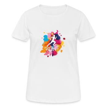 RUN Bunt - Frauen T-Shirt atmungsaktiv - Weiß - Vorne - AI Model Female 172 dark (172cm)