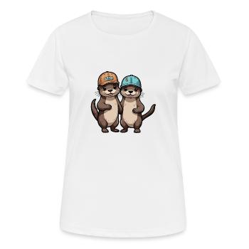 Two Cute Otter Buddies Buddies Forever - Women's Breathable T-Shirt - white - Front - AI Model Female 172 dark (172cm)