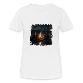 Wenn Kinder um ein Lagerfeuer sitzen - Frauen T-Shirt atmungsaktiv - Weiß - Vorne - AI Model Female 172 dark (172cm)