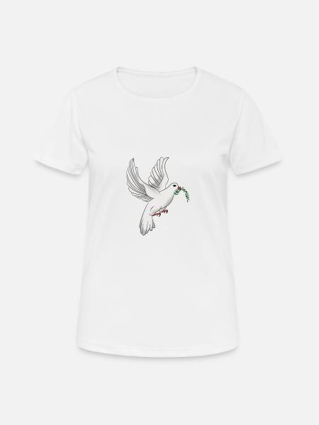 Friedenstaube mit Olivenzweig Taube Olive Zweig - Frauen T-Shirt atmungsaktiv - Weiß