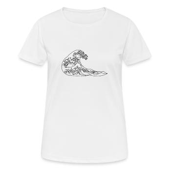 La Grande Vague au large de Kanagawa Lineart - T-shirt respirant Femme - blanc - Devant - AI Model Female 172 dark (172cm)