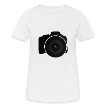 Kamera - Frauen T-Shirt atmungsaktiv - Weiß - Vorne - AI Model Female 172 dark (172cm)