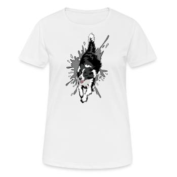 Border Collie in action - Women's Breathable T-Shirt - white - Front - AI Model Female 172 dark (172cm)