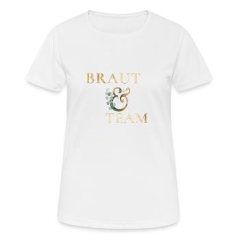 BRAUT & TEAM! Eukalyptus personalisierbar - Frauen T-Shirt atmungsaktiv - Weiß - Vorne - AI Model Female 172 dark (172cm)