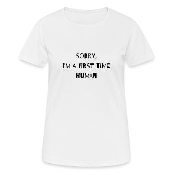 First Time Human - Women's Breathable T-Shirt - white - Front - AI Model Female 172 dark (172cm)