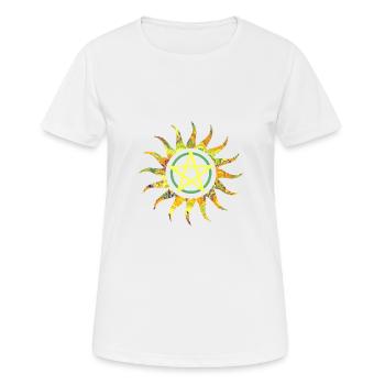 pentagramm in sonne e 258 - Frauen T-Shirt atmungsaktiv - Weiß - Vorne - AI Model Female 172 dark (172cm)