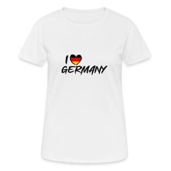 I Love Germany Deutschlandflagge Herz - Frauen T-Shirt atmungsaktiv - Weiß - Vorne - AI Model Female 172 dark (172cm)