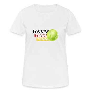 Tennis Eleganz: Schwarz, Rot, Gold - Frauen T-Shirt atmungsaktiv - Weiß - Vorne - AI Model Female 172 dark (172cm)