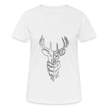 halb geometrische Hirsche - Frauen T-Shirt atmungsaktiv - Weiß - Vorne - AI Model Female 172 dark (172cm)