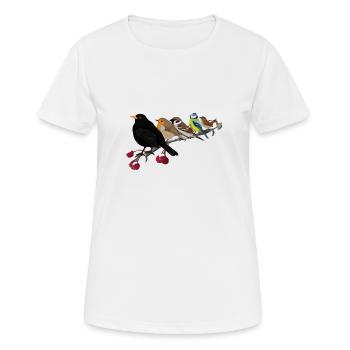 Amsel Rotkehlchen Blaumeise Ast Weihnachten Vogel - Frauen T-Shirt atmungsaktiv - Weiß - Vorne - AI Model Female 172 dark (172cm)