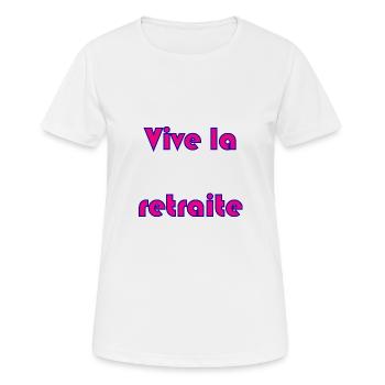 RETRAITE. RETRAITE. RETRAITEE. RETRAITE - T-shirt respirant Femme - blanc - Devant - AI Model Female 172 dark (172cm)
