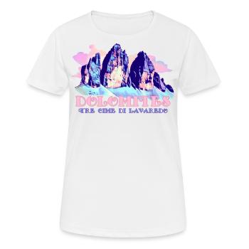 Dolomites Tre Cime di Lavaredo Three Peaks Hiking - Women's Breathable T-Shirt - white - Front - AI Model Female 172 dark (172cm)