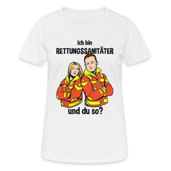 Ich bin Rettungssanitäter Rettungsdienst - Frauen T-Shirt atmungsaktiv - Weiß - Vorne - AI Model Female 172 dark (172cm)