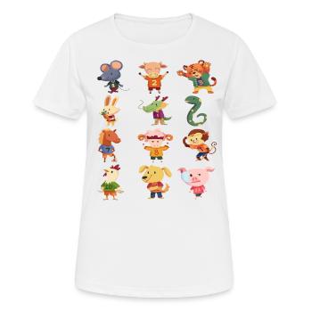 T-shirt pour enfants avec animaux de safari, animaux de ferme - T-shirt respirant Femme - blanc - Devant - AI Model Female 172 dark (172cm)