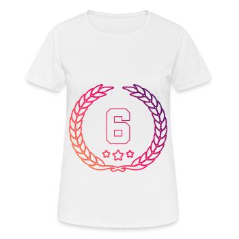 6 Couronne de chiffres - T-shirt respirant Femme - blanc - Devant - AI Model Female 172 dark (172cm)