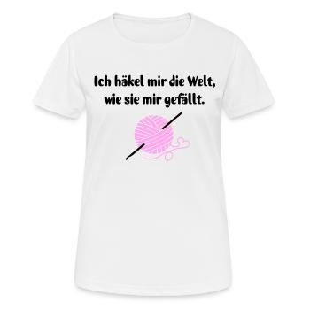Häkeln Häkelnadel Garn Geschenk Häklerin Spruch - Frauen T-Shirt atmungsaktiv - Weiß - Vorne - AI Model Female 172 dark (172cm)