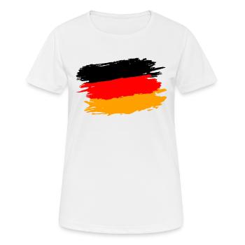Ich liebe DEUTSCHLAND Shirt Fahne GERMANY STOLZ - Frauen T-Shirt atmungsaktiv - Weiß - Vorne - AI Model Female 172 dark (172cm)