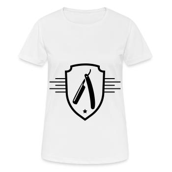 Lame de rasoir barber - T-shirt respirant Femme - blanc - Devant - AI Model Female 172 dark (172cm)