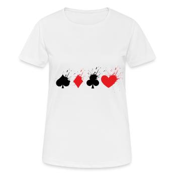 Poker Pik Check Cross Heart Card Game - Women's Breathable T-Shirt - white - Front - AI Model Female 172 dark (172cm)