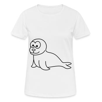 Robbe Tier Comic - Frauen T-Shirt atmungsaktiv - Weiß - Vorne - AI Model Female 172 dark (172cm)
