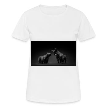 Haussier et baissier sur le marché 🐂🐻📈📉 boursier - T-shirt respirant Femme - blanc - Devant - AI Model Female 172 dark (172cm)