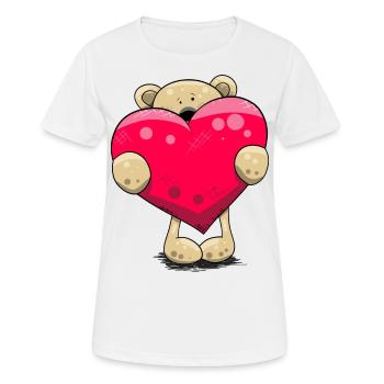 Cartoon teddy bear with heart teddy bear motif - Women's Breathable T-Shirt - white - Front - AI Model Female 172 dark (172cm)
